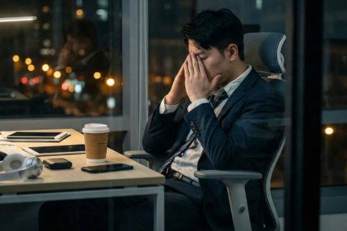 An image of a person experiencing chronic work-related stress
